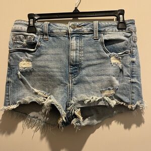 Classic Light Blue Distressed Jean Shorts